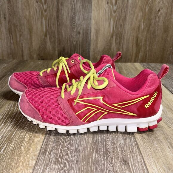 Reebok Womens US Size 7.5 Realflex Scream 2.0 V45149 Pink Yellow Running Shoes - Picture 5 of 12
